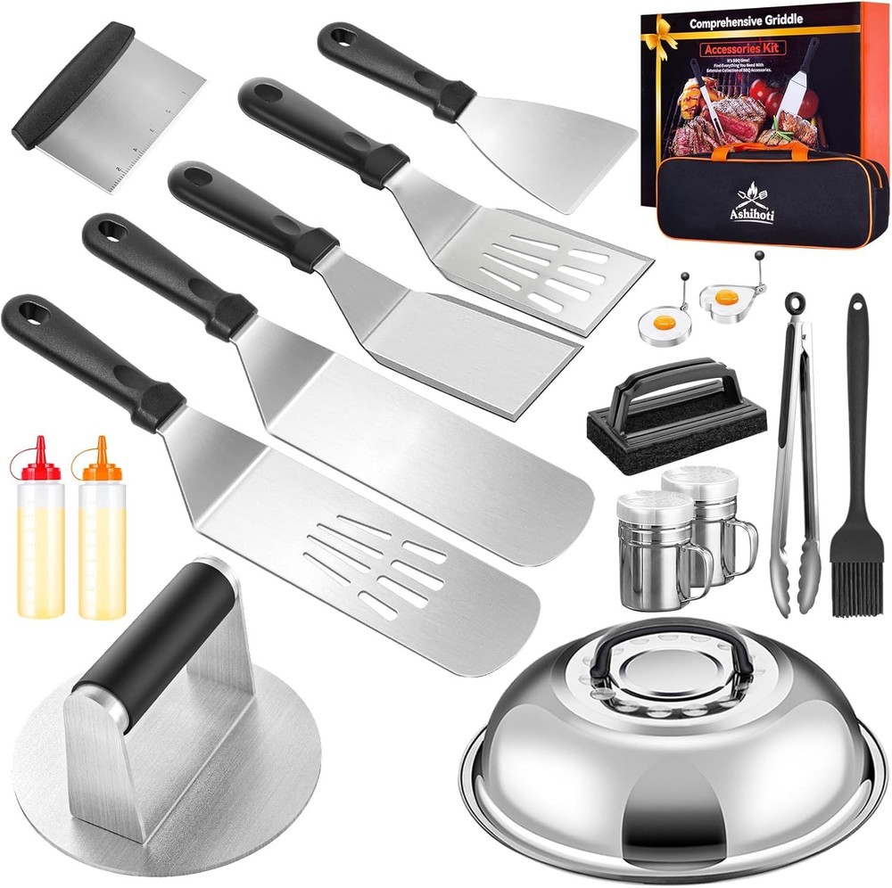 Griddle Accessories for Blackstone with Smashed Burger Press,19Pcs Griddle...