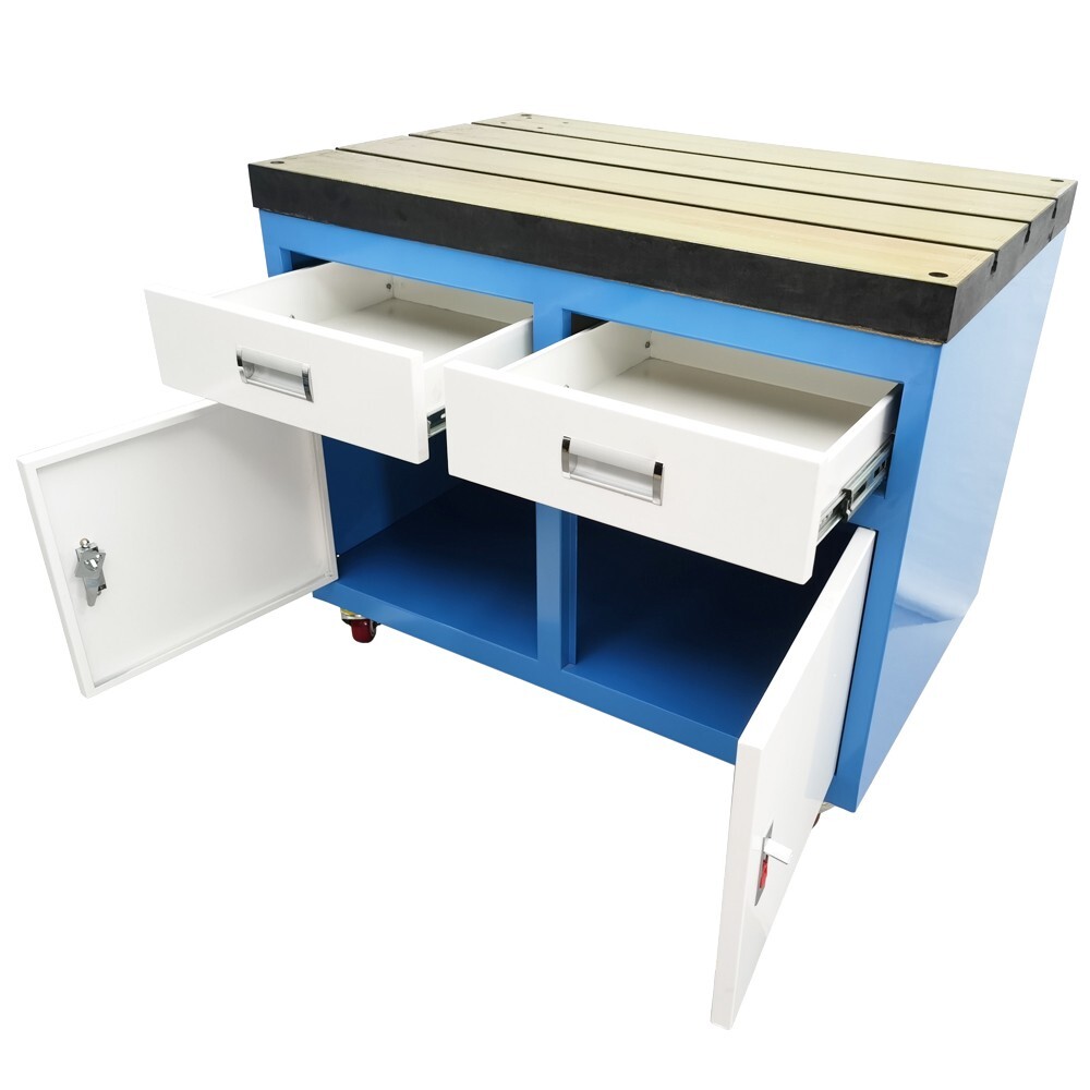 35.4"*23.6" Movable T-slot Worktable Platform with Drawers for Tapping Machine