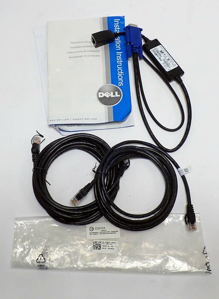 DELL 0TM54C USB SERVER INTERFACE POD KVM CABLE w/ 2 NETWORK CABLES NOS