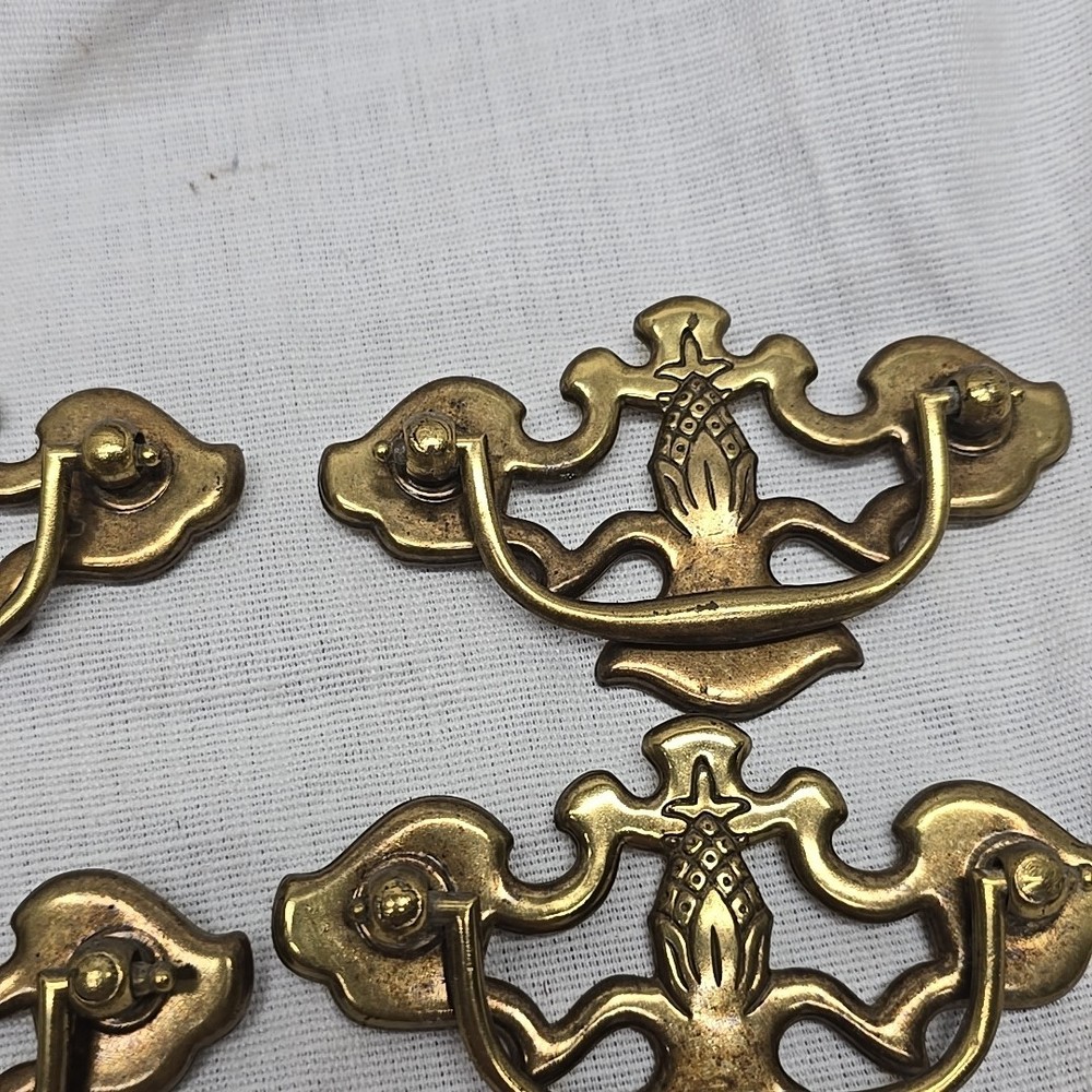 4 Early American Style Tin Dresser Chest Drawers Knobs Pulls Hardware 3"