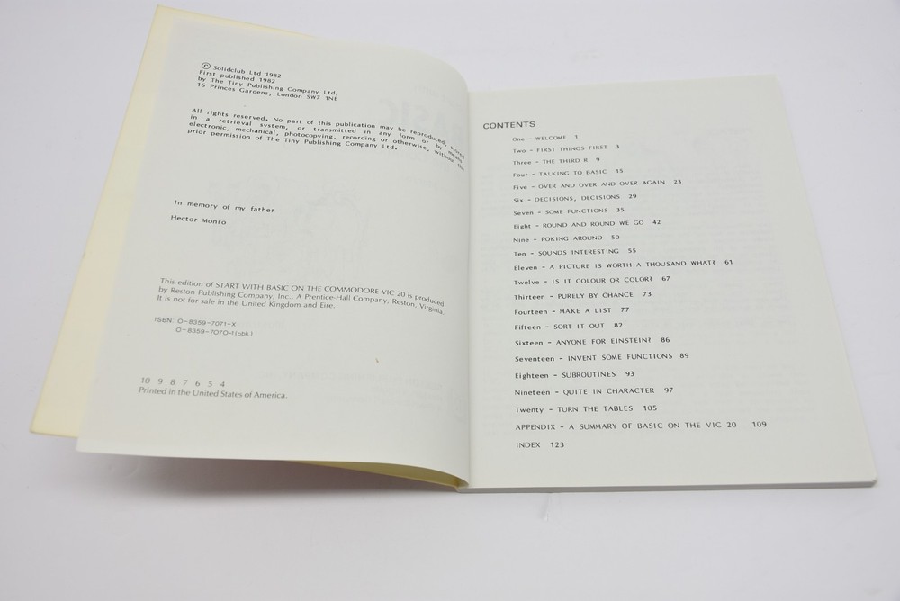 Start With BASIC On The Commodore Vic 20 A Fun Book For A Fun Computer PC VIC-20