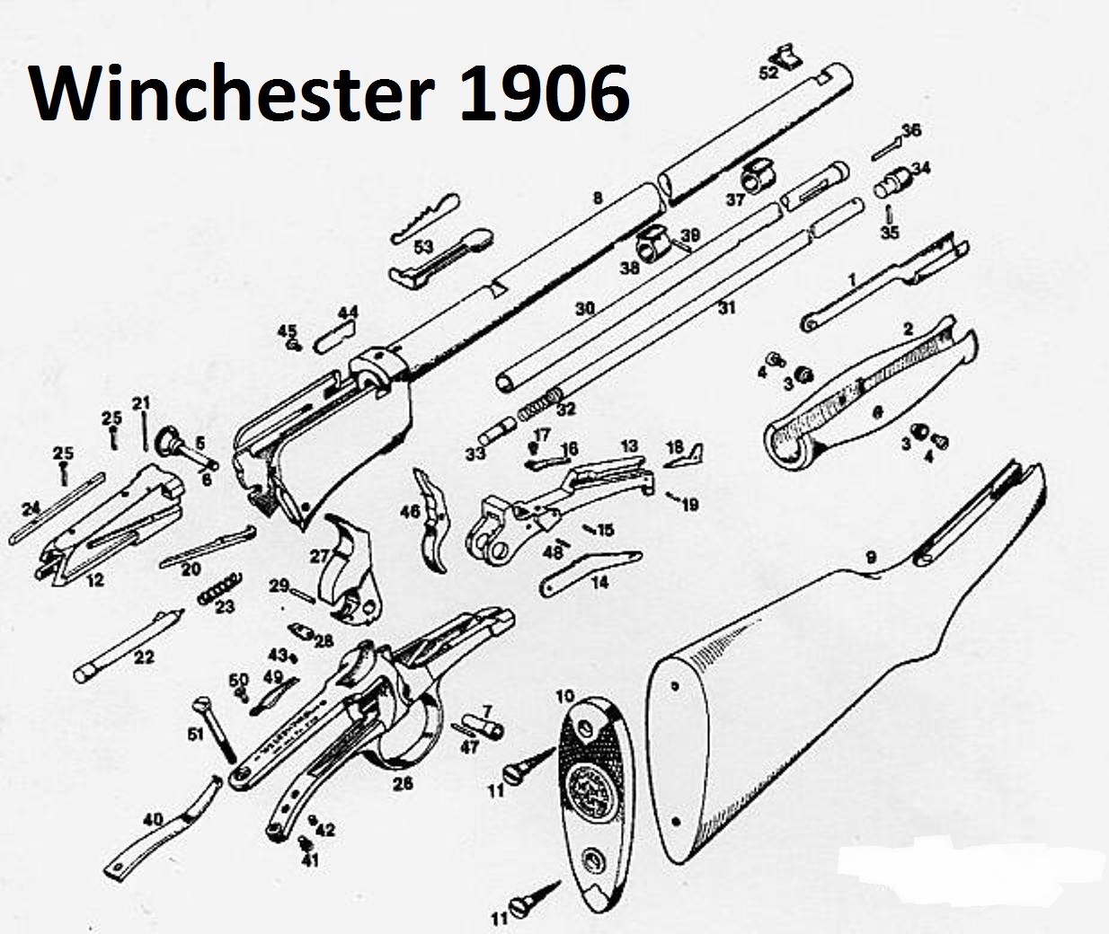 Winchester Model 1906 Logo Butt Plate w/ Screws - also Models 36 & Thumb Trigger