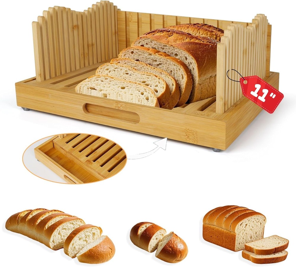 Bread Slicer, 11-inch Adjustable, (Natural Color)