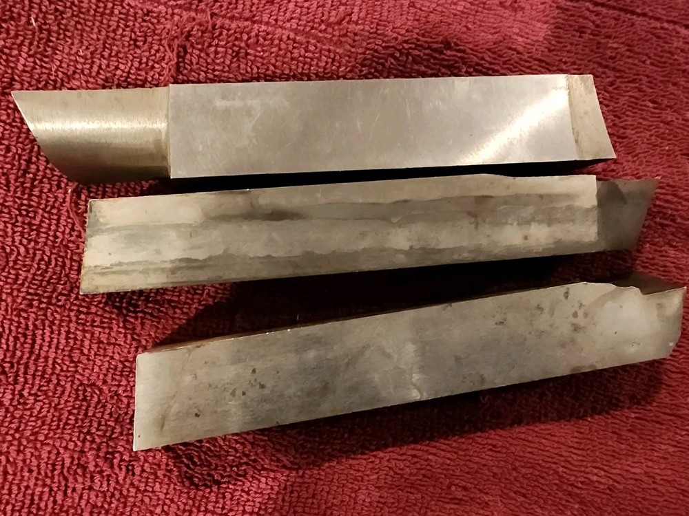 Three 7/8" Square Tool Bits. 1) Cleveland Mo-Max Cobalt, 2) Armstrong HSS