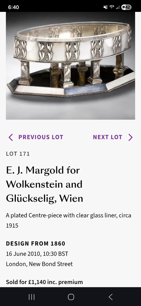 Emanuel Josef Margold Centerpiece Stand Lenk Austria c1913 Silverplate