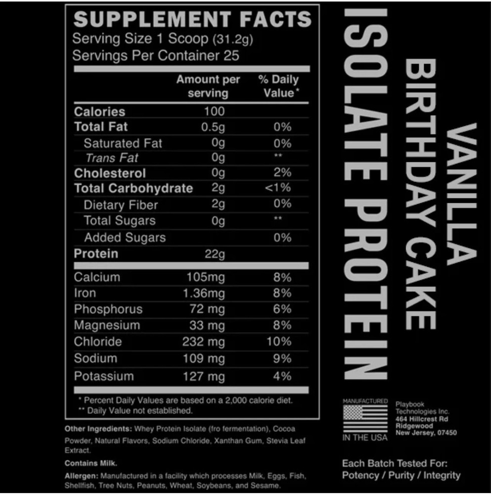 Origin Whey Protein Isolate Vanilla BdayCake 25 serving No artificial Sweeteners