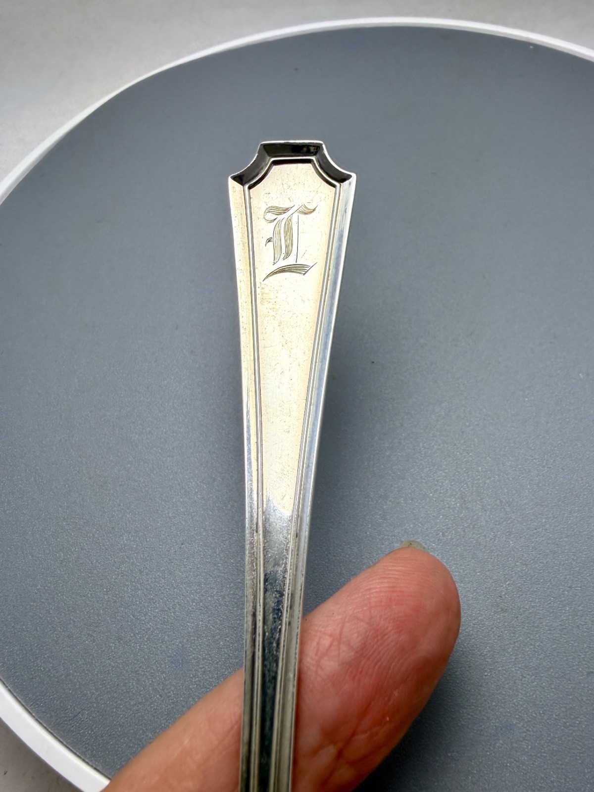 Durgin Fairfax Lg Individual Salad Fork 7.5" Sterling 43.6gm with monogram