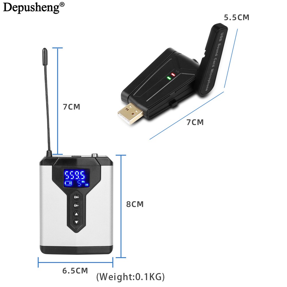USB Wireless Lavalier Microphone Headset Microphone Depusheng for Teaching