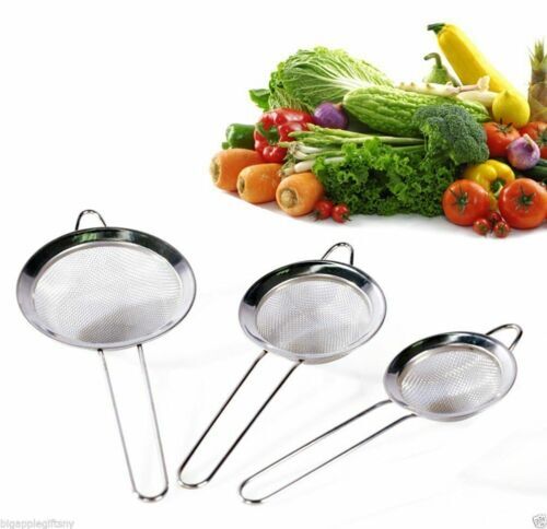 3PCS Kitchen Fine Mesh Strainer Stainless Steel Liquid Colander Sieve Strainer