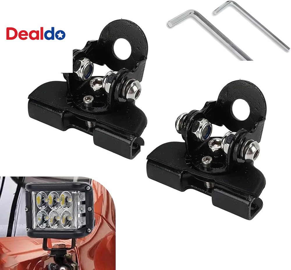 2 PCS LED Light Bar Mounting Brackets, Wide-Angle Adjustable Pillar Hood Work La