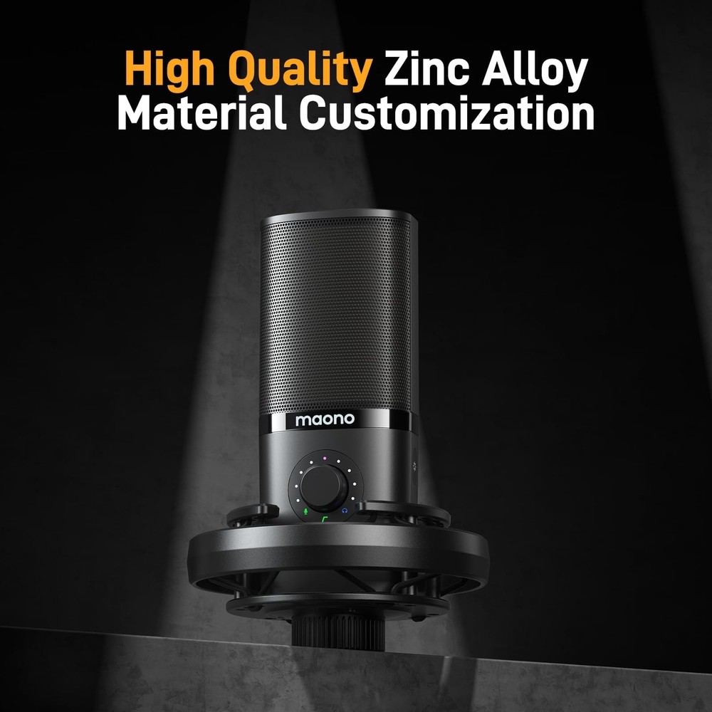 USB Condenser Microphone-Studio Mic with Shock Mount, Boom Arm, Software, Mut...