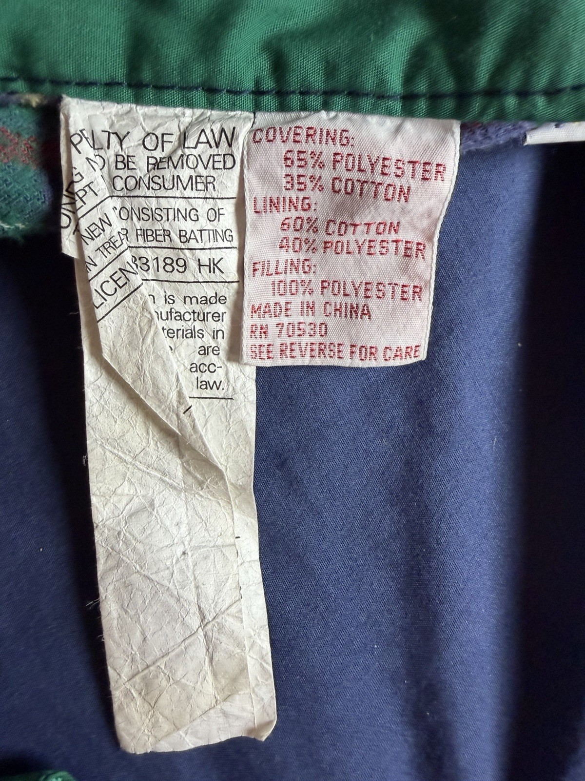 Vintage Child's Gymboree Sleeping Bag Navy Green and Red Plaid Flannel