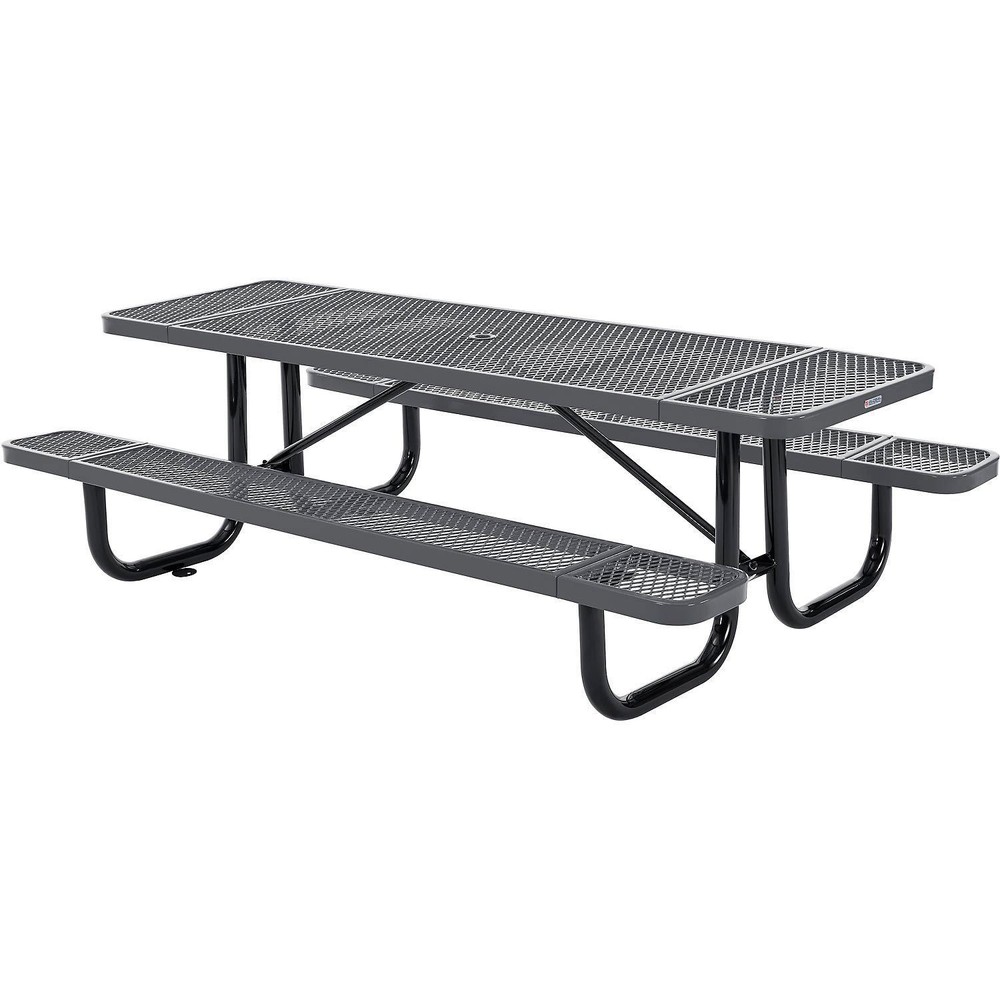 Global Industrial 8'L Rectangular Picnic Table Expanded Metal Gray