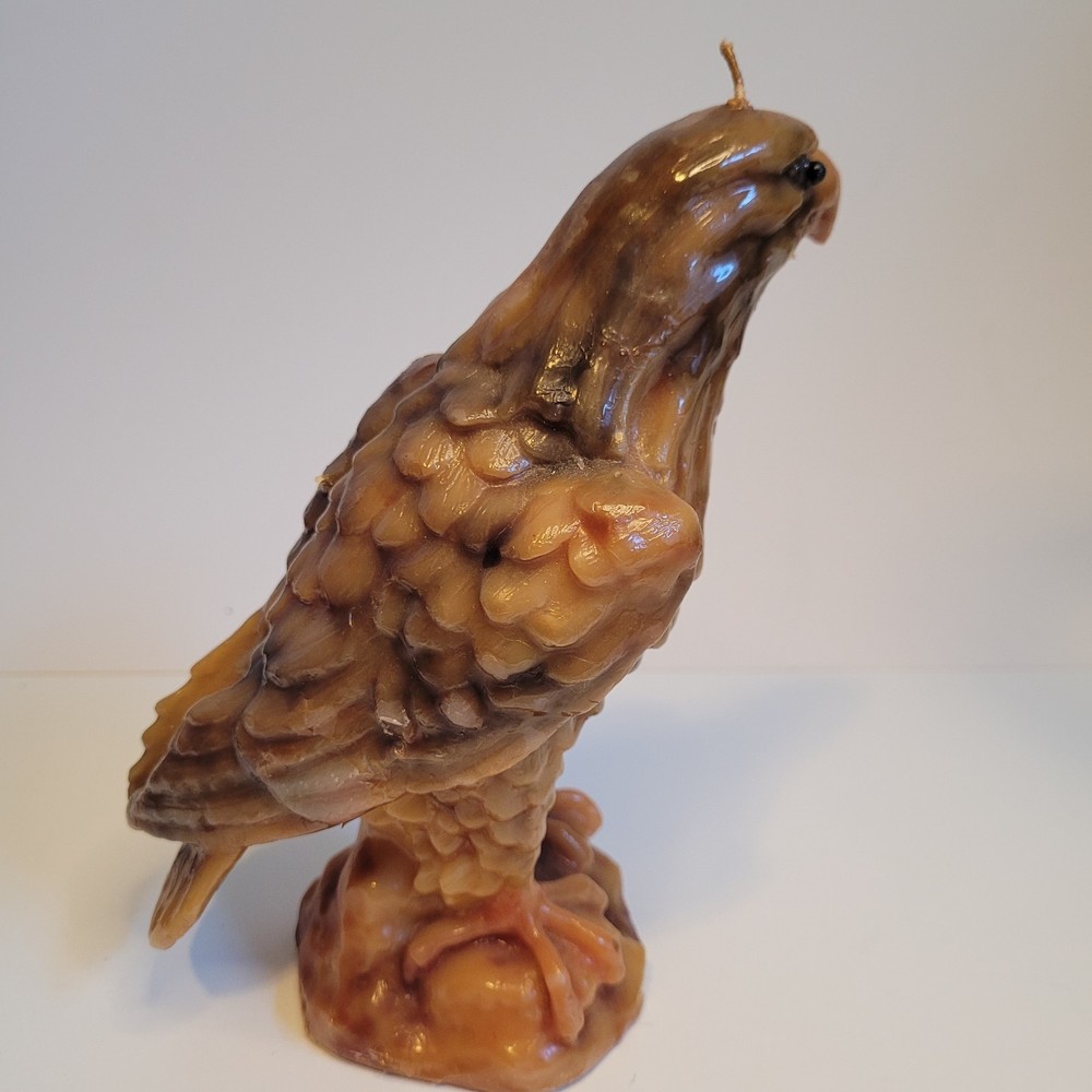 Vintage Solid Wax Bald Eagle Sculpted Candle 7" Tall Never Lit Nice See Descript