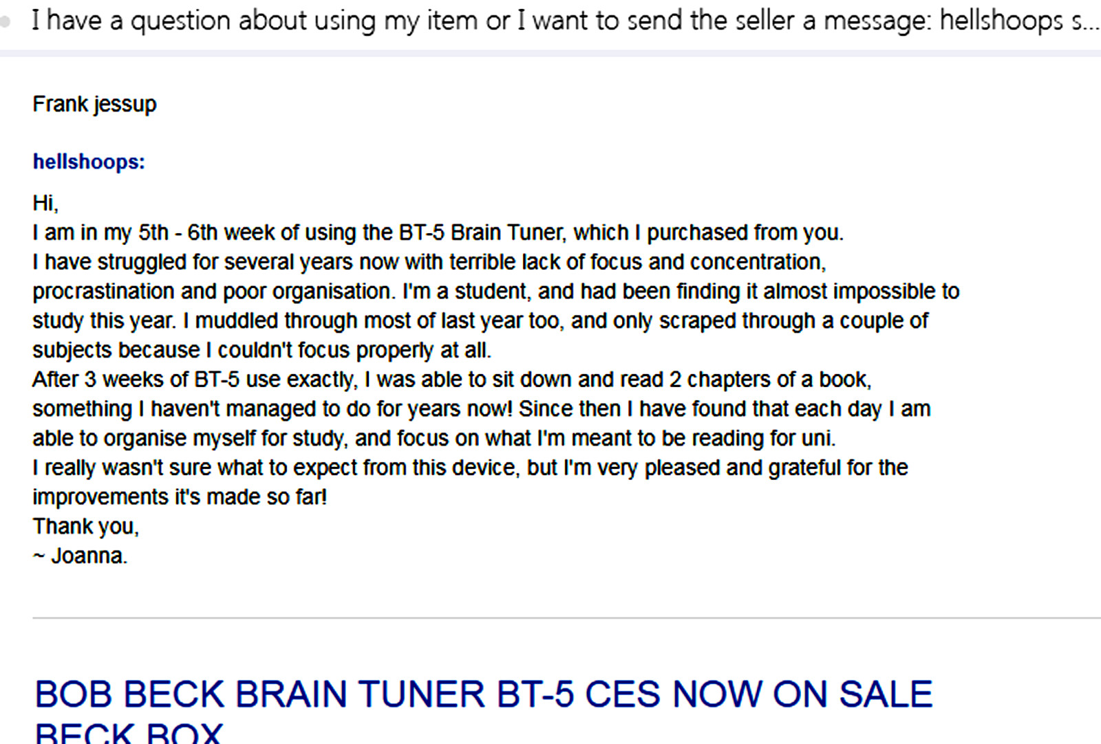 BOB BECK CES BRAIN TUNER Model BT-5 BATTERY POWERED TYPE