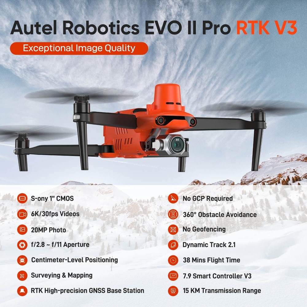 Autel EVO 2 Pro V3 RTK Drone Mapping 6K Camera HDR & Smart Controller 36MIN 2025