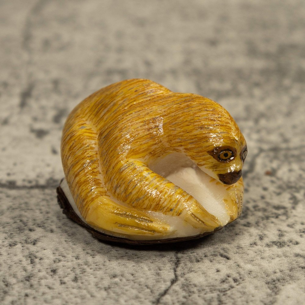 Brown Sloth Tagua Carving