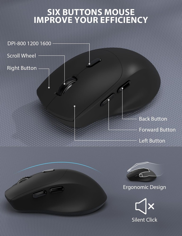 Wireless Keyboard and Mouse Combo - Full-Sized Ergonomic Keyboard with Wrist ...