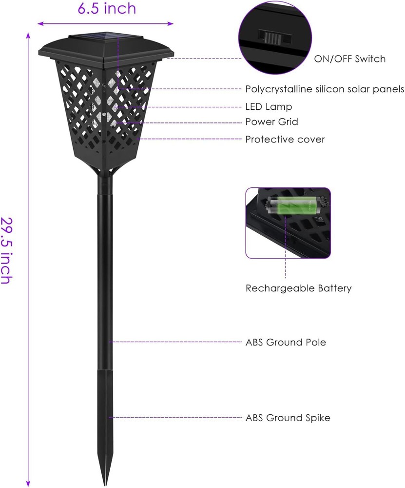 2 Pcs Solar Powered LED Bug Zapper Outdoor