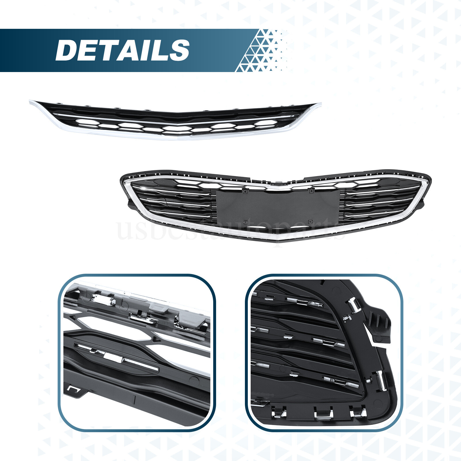 Front Bumper Cover w/ Valance Grill Grille Fog light Trim For Chevy Malibu 16-18