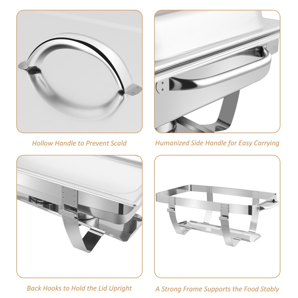 Costway 2PCSs Full Size Chafing Dish 9 Quart Stainless Rectangular Chafer Buffet