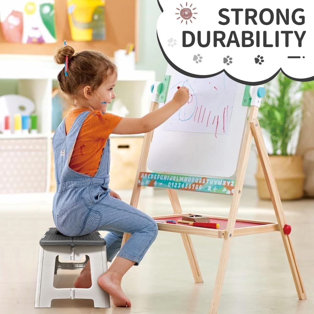 Step Stool Foldable, 9'' Folding Step Stool for & Adults, Hold Up to 300lb, L...