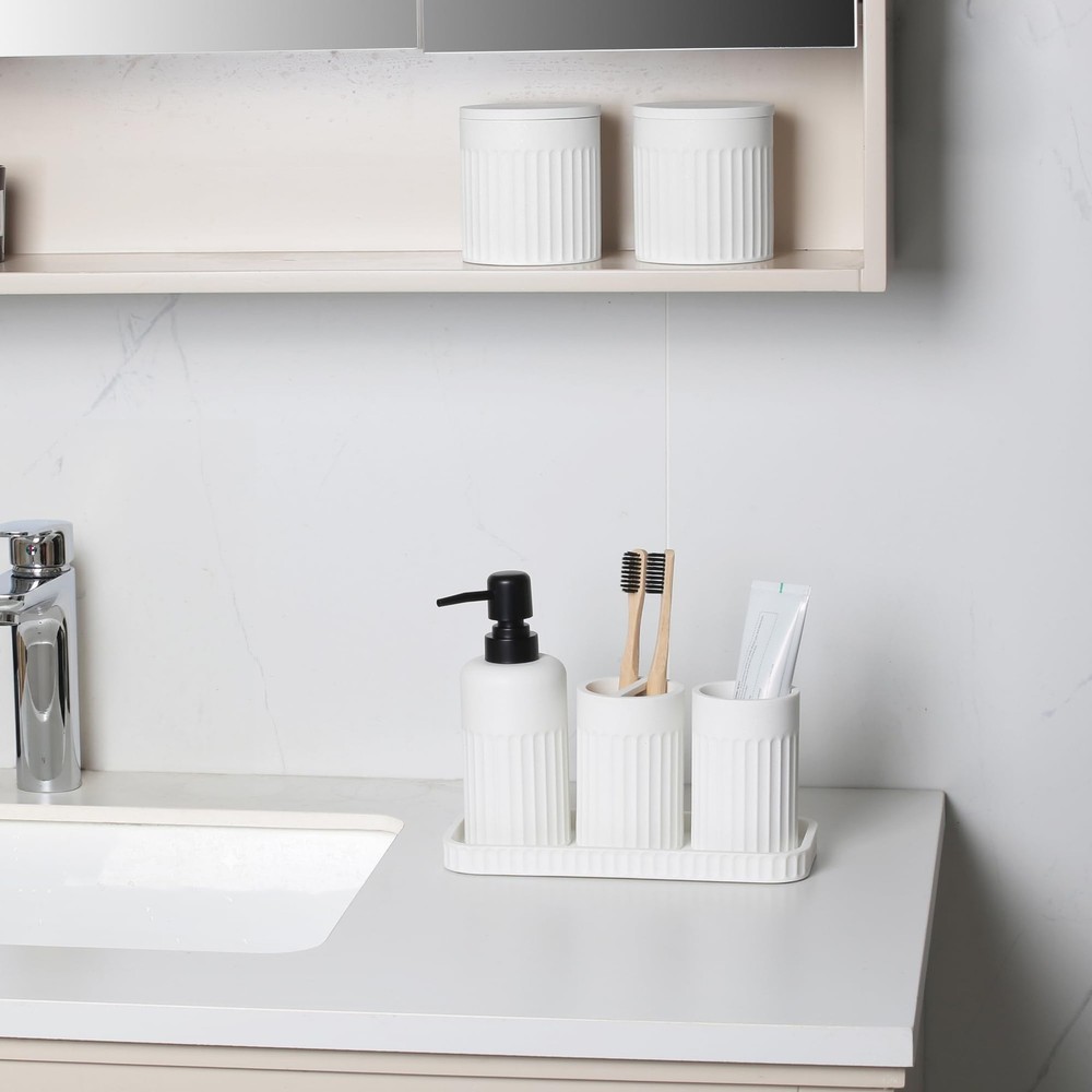 Bathroom Accessory Set - 6 Pieces Bathroom Set Complete with Soap Dispenser, ...