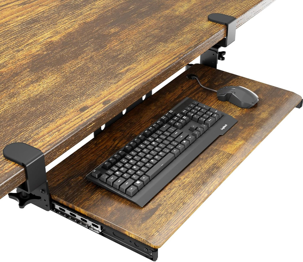Keyboard Tray under Desk Pull Out with Extra Sturdy C Clamp Mount System, 27.3 (