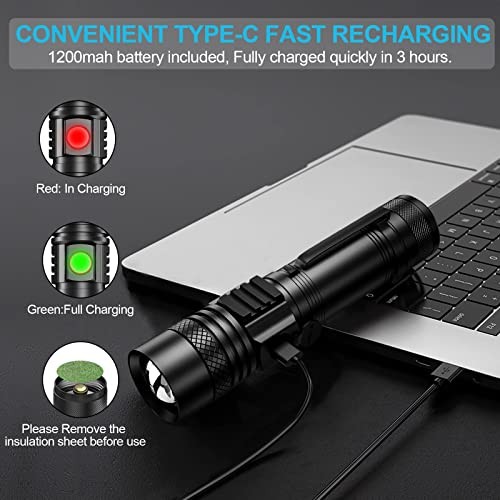 Rechargeable Flashlight, Super Bright LED Flashlight 2pack Magnetic Flashlight