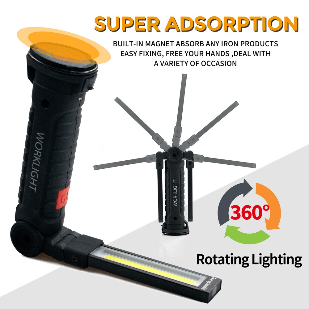 Rechargeable LED COB Work Light Mechanic Flashlight Lamp Magnetic Base Bright