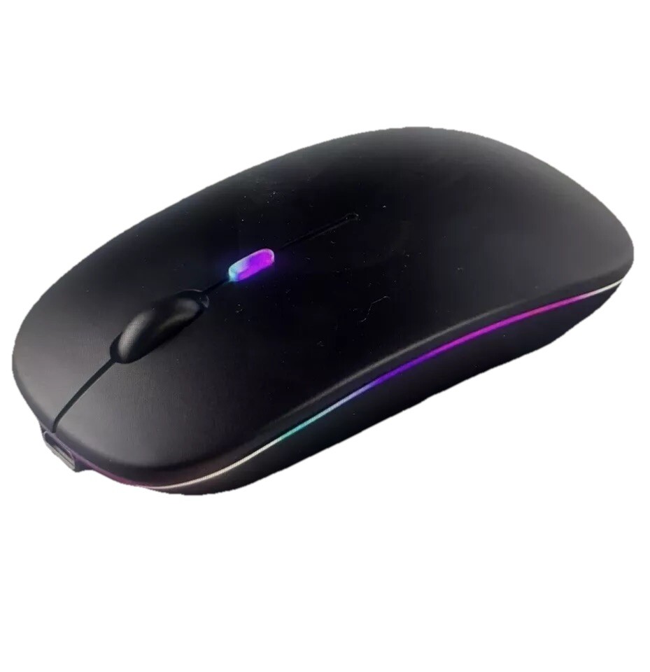Wireless Mouse Slim Light-Up Rechargeable LED 2.4Ghz With USB receiver