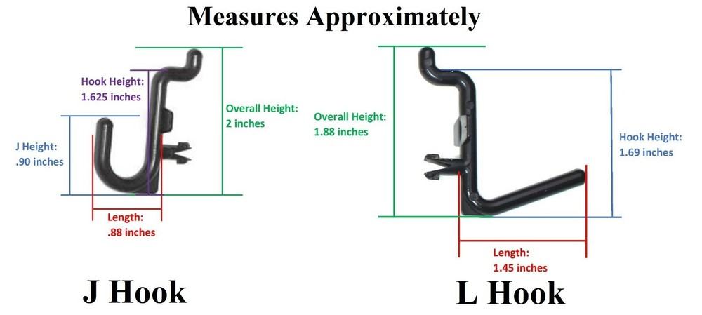 Plastic J & L Style Pegboard Hooks Combo Kit Tool Storage - Pick A Pack