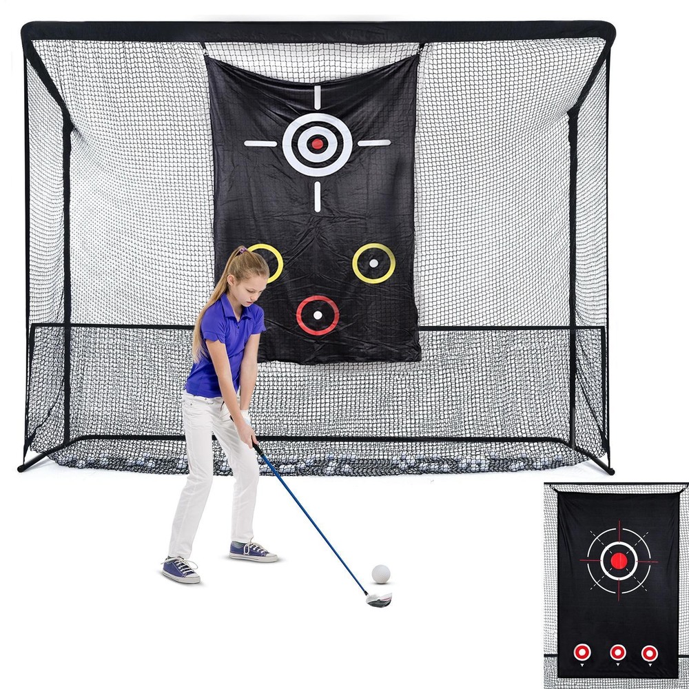 10x6.7 ft Golf Practice Hitting Net with Frame, Netting, Target and Accessories