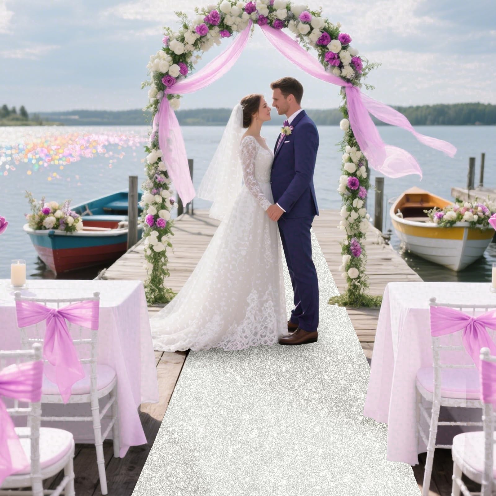 Alfombra de pasillo con purpurina fiestas, tela no tejida de 200 g/m² de grosor