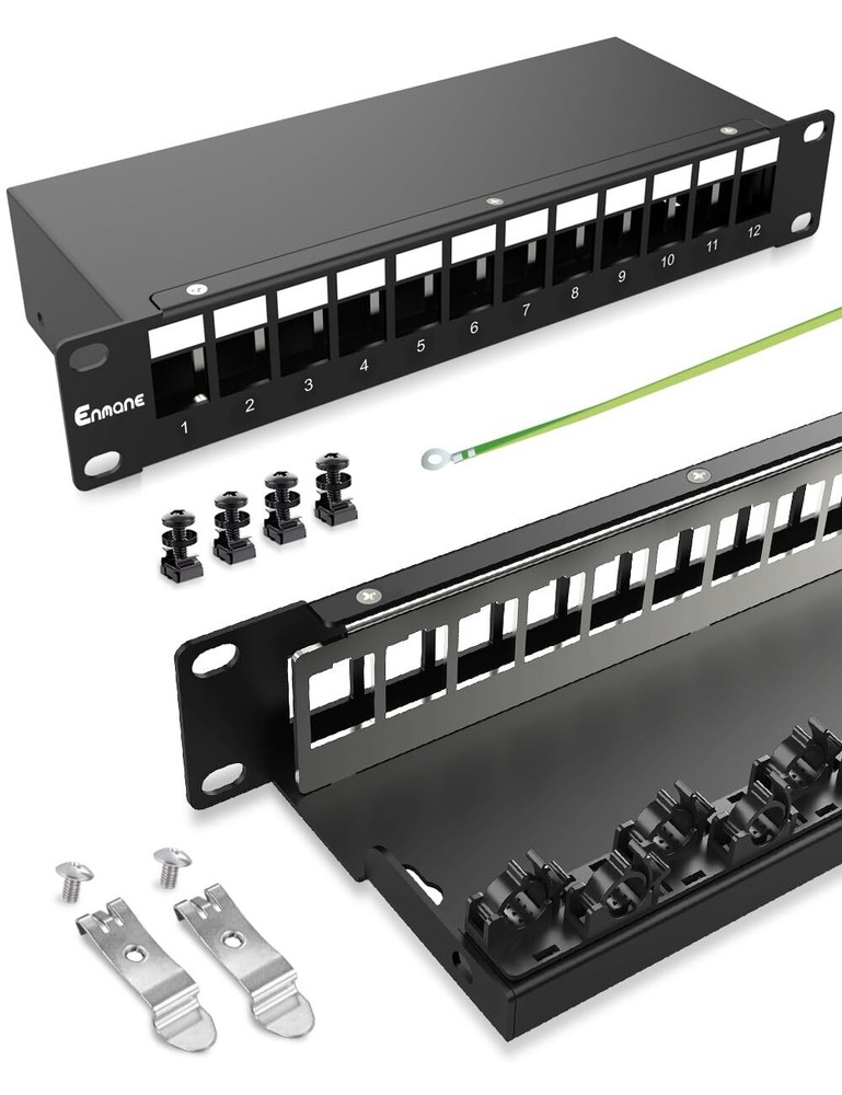 12 Port Blank Keystone Patch Panel for Rackmount Shielded 1U10inch Network Pa...