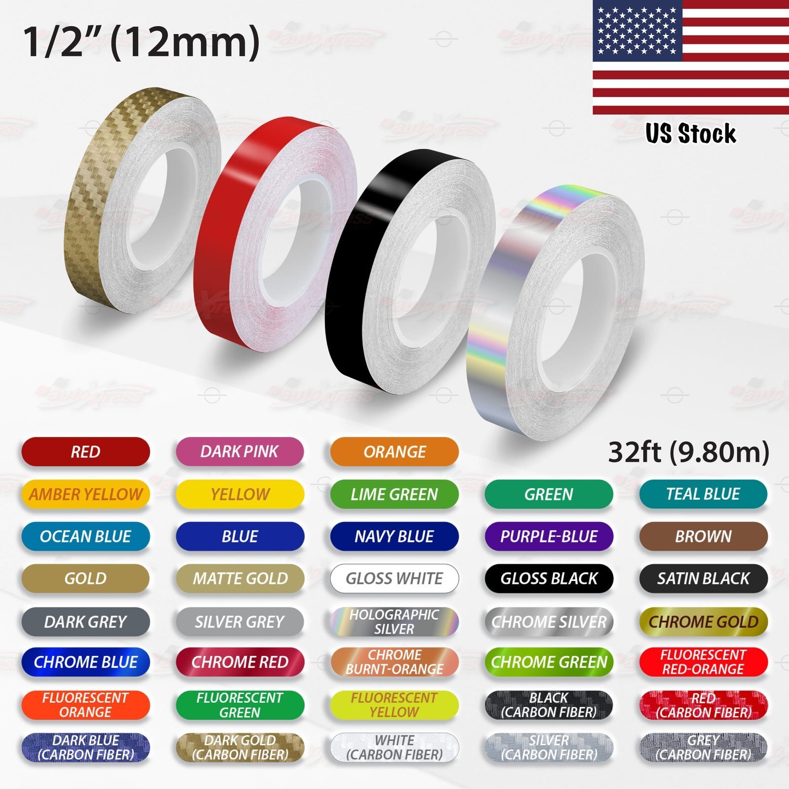 1/2" Roll Vinyl Pinstriping Pin Stripe Solid Line Car Tape Decals Stickers 12mm