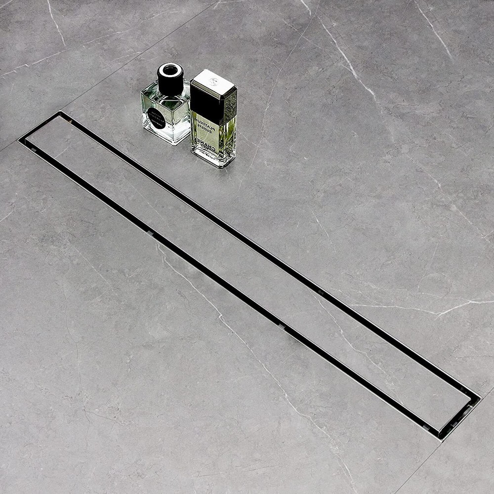 24" Linear Shower Drain Rectangular Trench Floor Drain 2-in-1 Tile Insert Cover