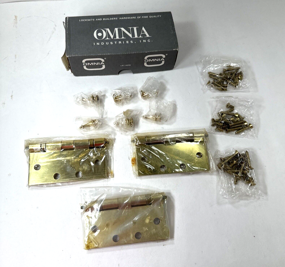 New 3 Pcs Omnia 965BB/45ST.3 4.5' BB Steeple Tip Brass Hinge Locksmith
