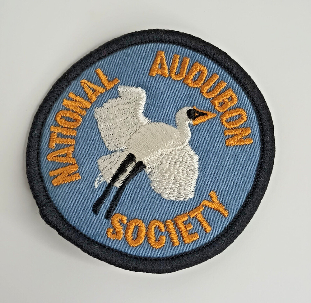 National Audubon Society Embroidered Patch Egret Bird 2.5"