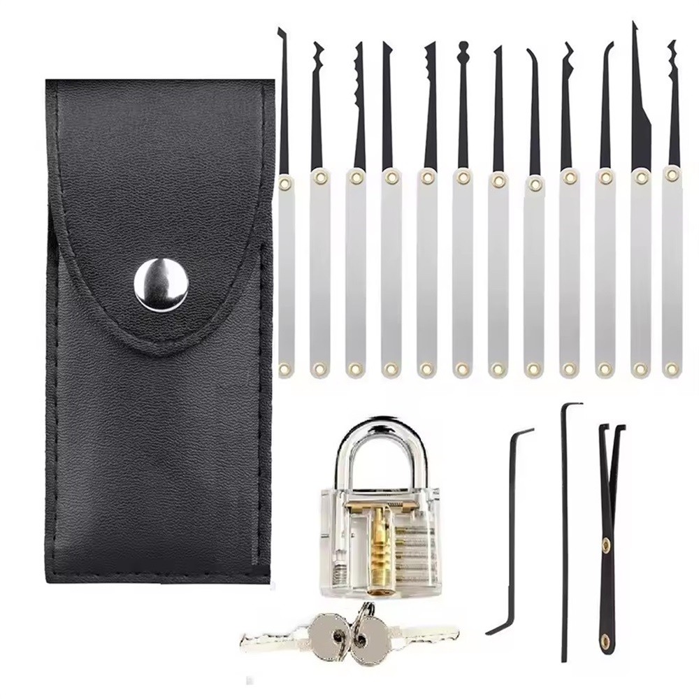 15Pcs Stainless Steel Key Training Tool Kit Key Remover Practicing Tool Set