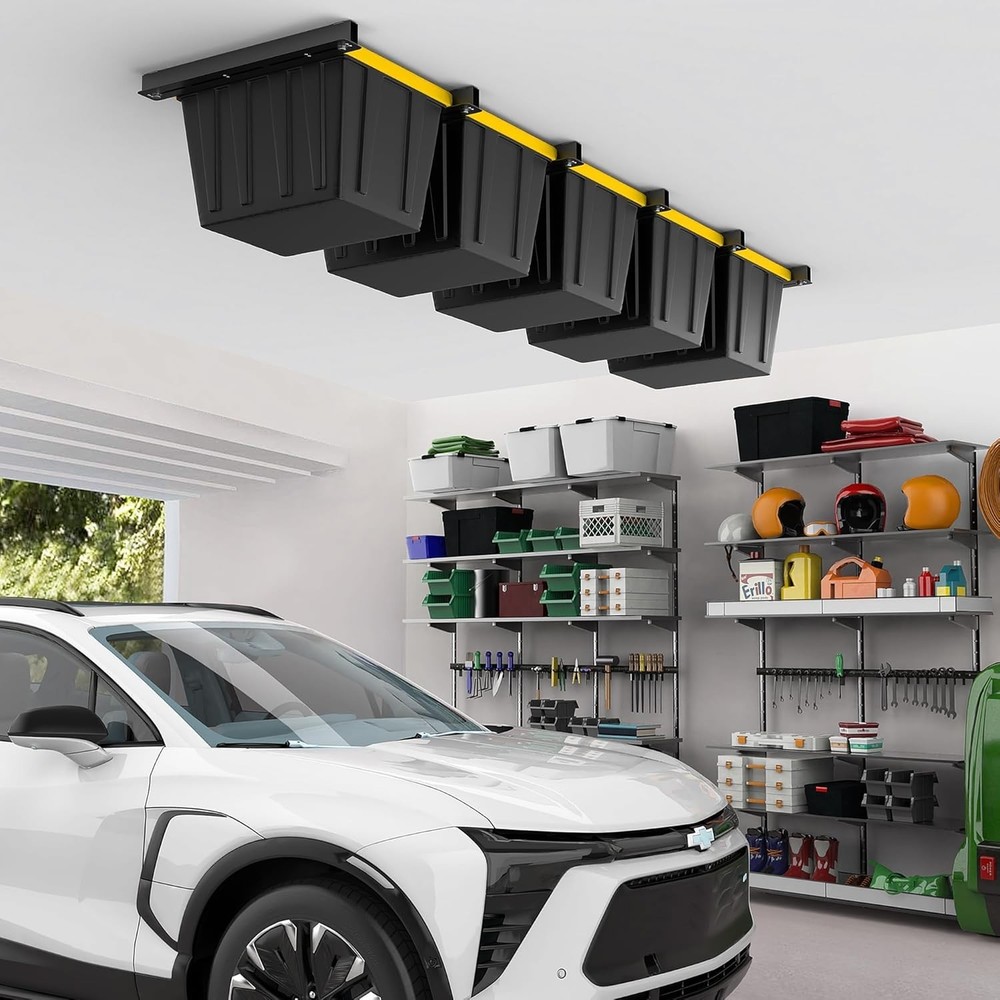 Adjustable Heavy Duty Ceiling Storage Rack - 4 Bin System, 26 Inch