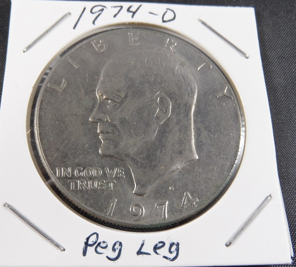 1974‑D Ike Dollar • Peg Leg ‘R’ Variety • Nice Circulated Example