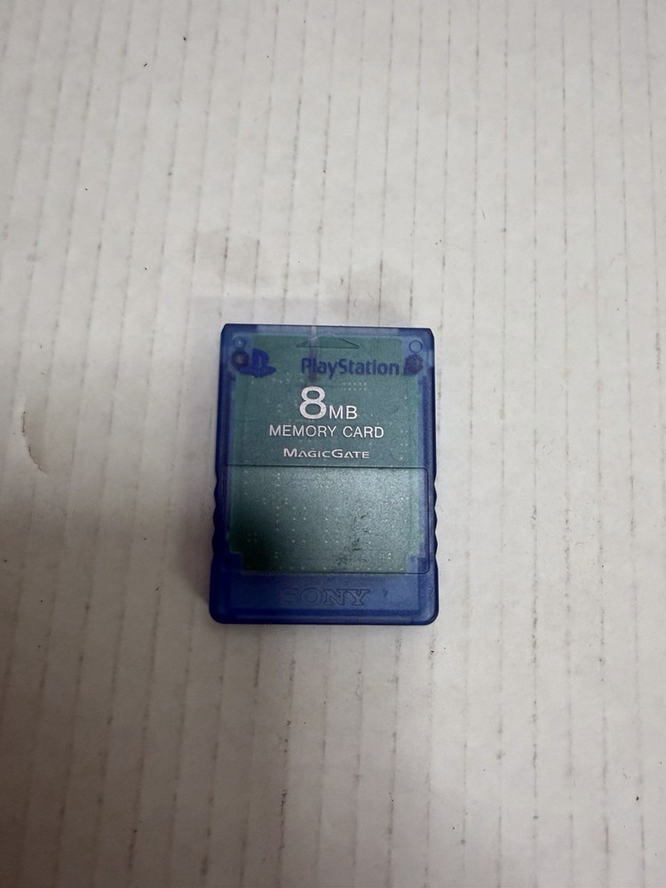 Blue Transparent Sony PlayStation Two PS2 MagicGate 8MB Memory Card Tested Works