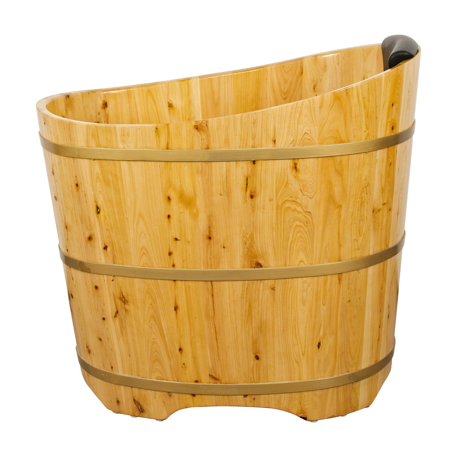 JRYTIN 34” Japanese Soaking Tub, Mobile Freestanding Wood Bath for Small Spaces