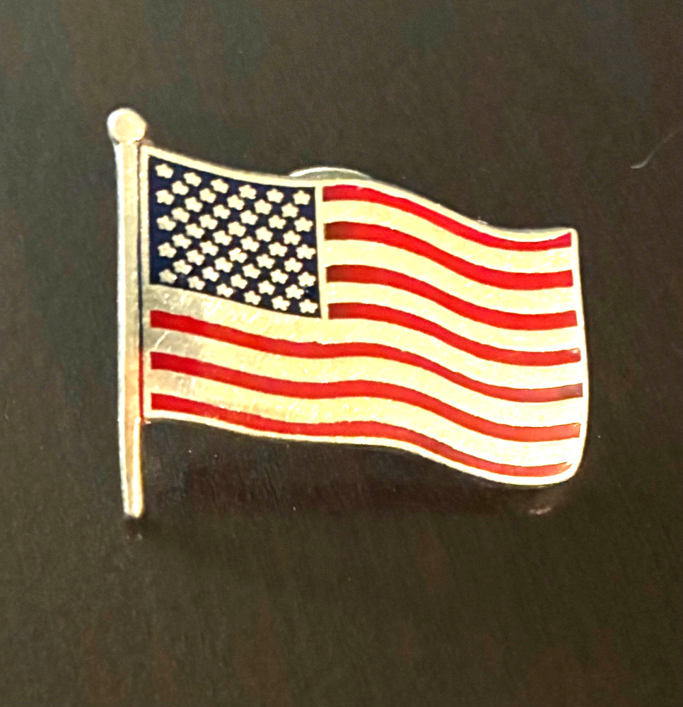 Sterling Silver American Flage Lapel Pin