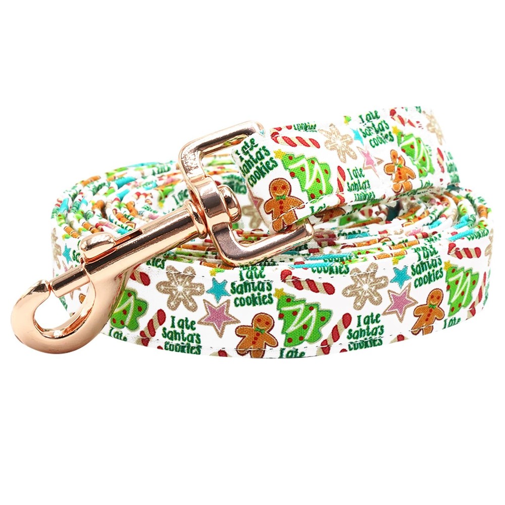 Dog Leash - Christmas & Holiday Print Gingerbread Man Pattern Comfortable Pad...