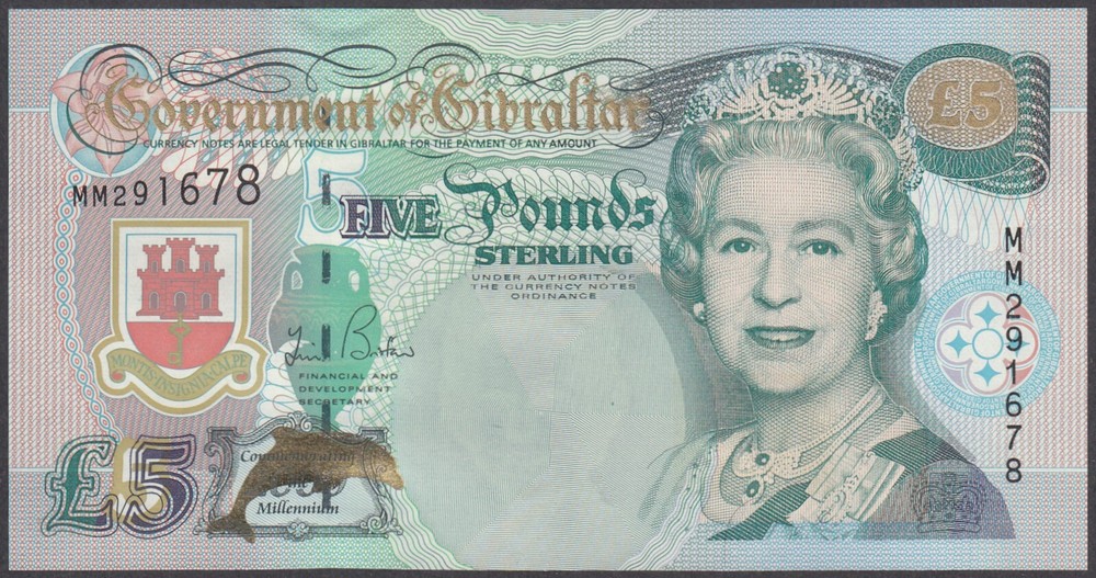 Gibraltar 5 Pounds 2000 UNC
