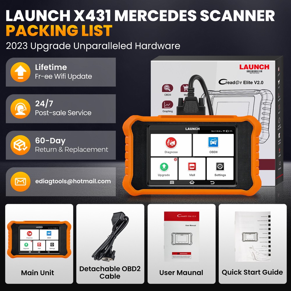 LAUNCH Creader Elite V2.0 Bidirectional OBD2 Scanner For Mercedes-Benz Sprinter