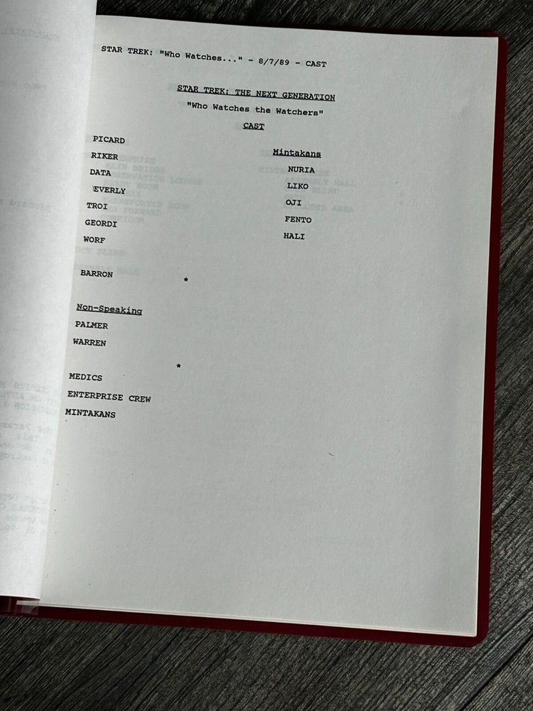 STAR TREK Script The Next Generation Who Watches The Watcher 2nd Revised Final