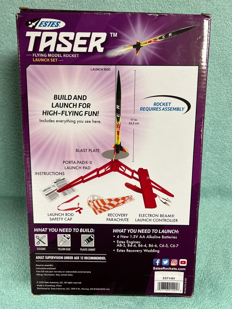 Estes Taser Flying Model Rocket Launch Set #1491 (NEW)